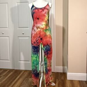 Ellie & Kate size L tie dye jumper. Spaghetti straps. Polyester with 5% spandex.